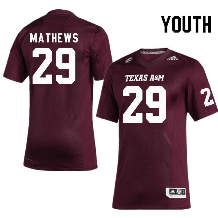 Youth #29 Sam Mathews Texas A&M Aggies College Football Jerseys Stitched Sale-Maroon